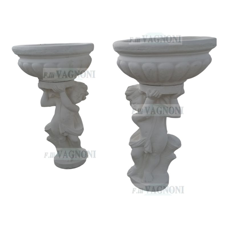 COPPIA DI PUTTI STATUA VASO 2 pz. IN CEMENTO CM. 78